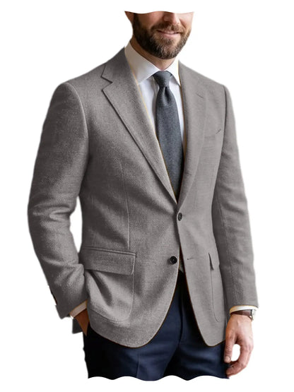Men's Linen Blazer Notched Lapel 2 Button Slim Fit Suit Jacket Lightweight Breathable Men Business Wedding Party for Spring