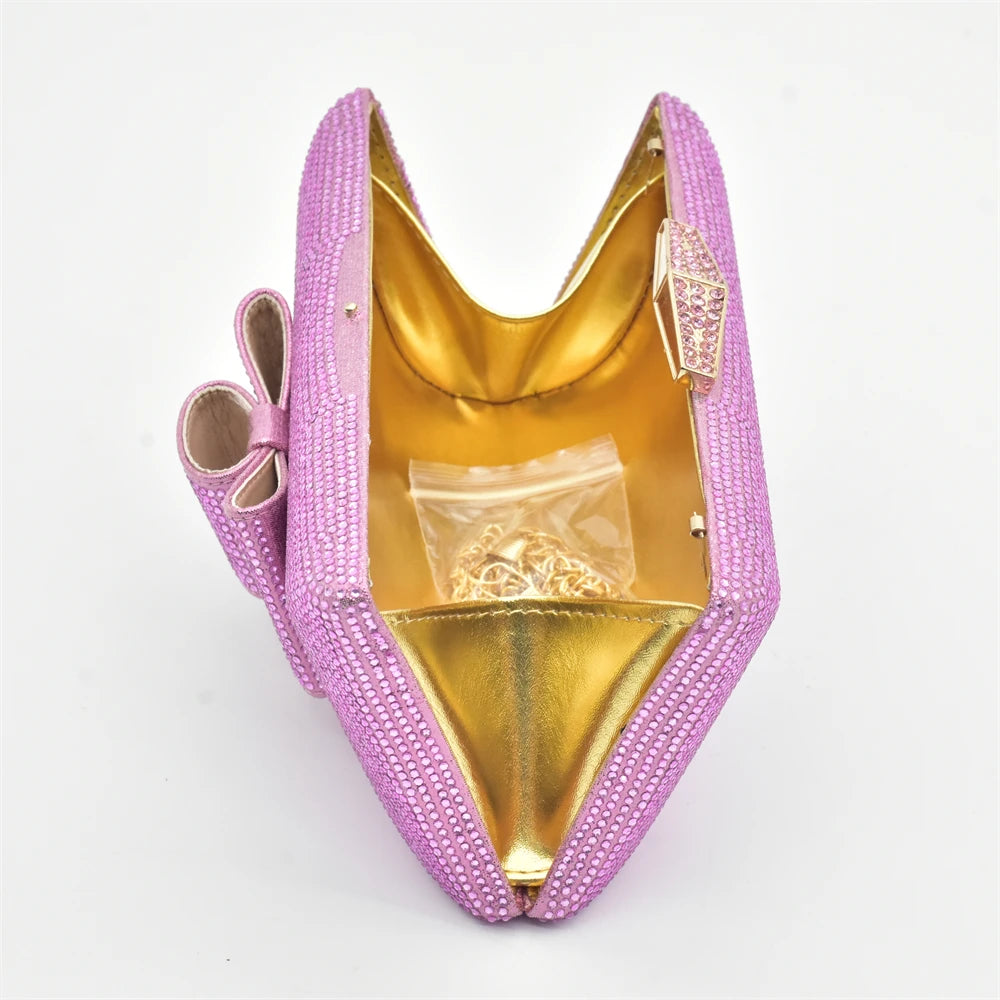 Latest Design Women Shoes and Bag Set Decorated with Rhinestone Wedding Shoes Bride Ladies Shoes Heels Party Women Pumps