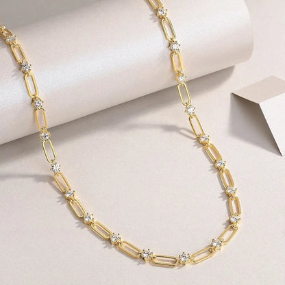 D VVS1 Moissanite Tennis Necklace s925 Sterling Silver Plated 18k Yellow Gold GRA Certified 18inch Necklaces for Women