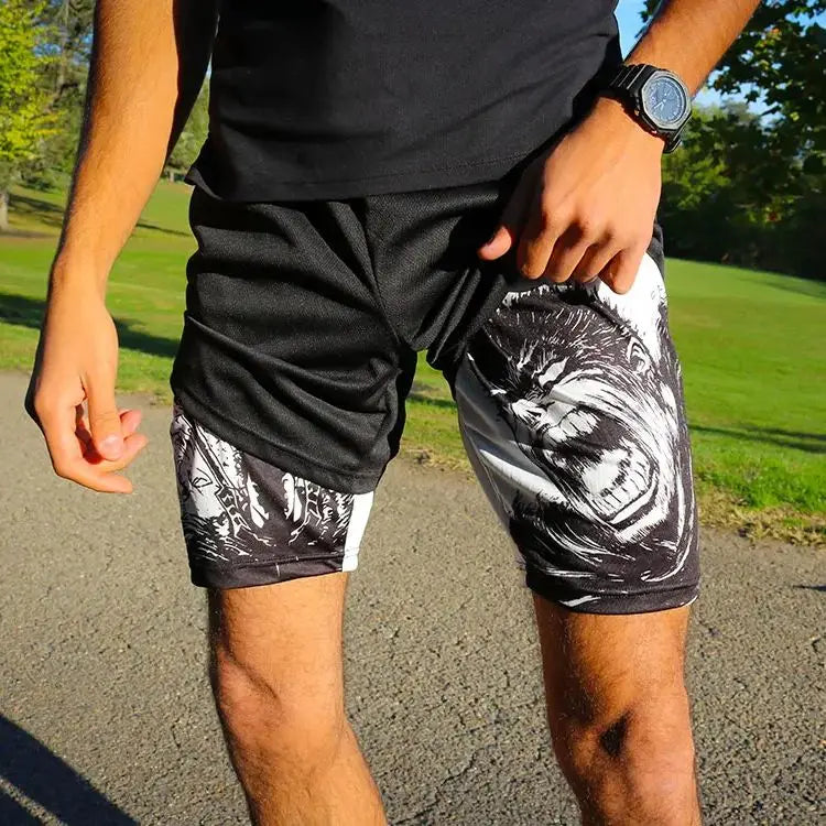 Y2K Summer Men Streetwear Anime Berserk Oversize Active Athletic Gym Short Pants Training Fitness Workout Track Shorts Clothes