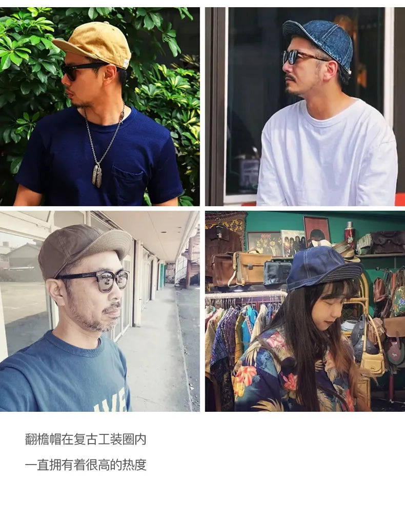 Oversize Men's Denim Golf Caps Casual Newsboy Hat Amekaji Retro Beret Wild Hats Uncle Fu Unisex Vintage Flip Octagonal Cap