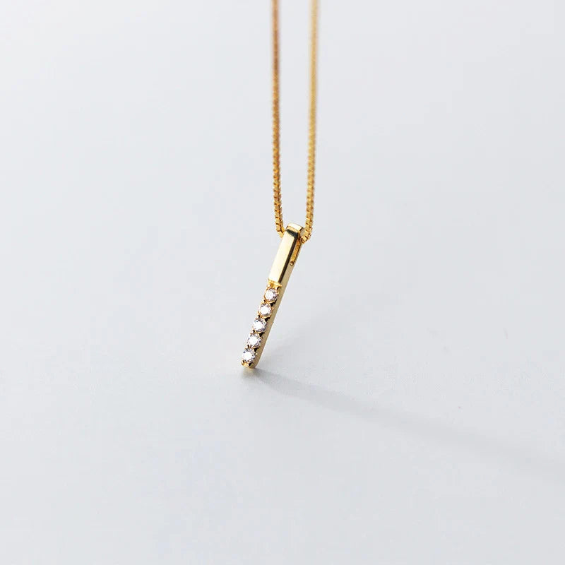 Twinkling Zircon Geometric Rectangle 925 Sterling Silver Pendant for Women Adjustable Necklace Korea Style Fine Jewelry