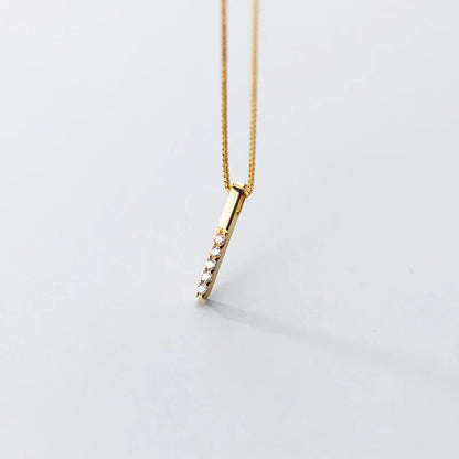 Twinkling Zircon Geometric Rectangle 925 Sterling Silver Pendant for Women Adjustable Necklace Korea Style Fine Jewelry