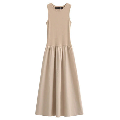 Knitted Dresses 2025 Woman Sleeveless Black Long Dress Women Bodycon Summer Solid Dresses One Pieces Midi Casual Dresses
