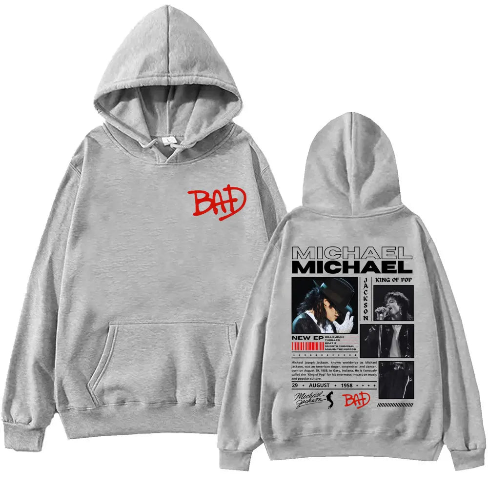 90's Rock Singer Michael Jackson Merch Hoodies Fashion Vintage Hooded Sweatshirts Men Women Casual Loose Pullovers Streetwear