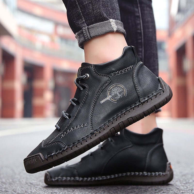 Fashion Men Ankle Boots Handmade Mens Boots Lightweight Mens Designer Boots Outdoor Sneakers Leather Work Boots Plus Size 38-48