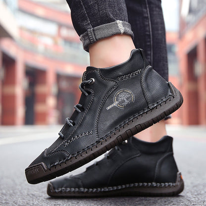 Fashion Men Ankle Boots Handmade Mens Boots Lightweight Mens Designer Boots Outdoor Sneakers Leather Work Boots Plus Size 38-48