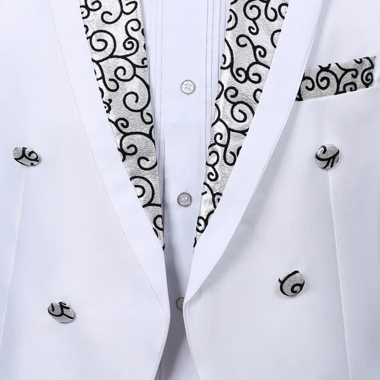 2024  Bent Flower Red/black /white Men's Dress Tuxedo Set Two-pieces,magician's Stage Performance, Conductor's Blazer Jacket