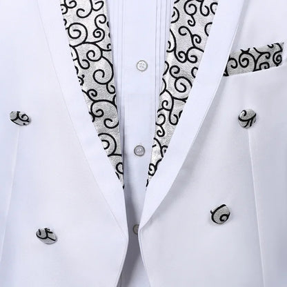 2024  Bent Flower Red/black /white Men's Dress Tuxedo Set Two-pieces,magician's Stage Performance, Conductor's Blazer Jacket