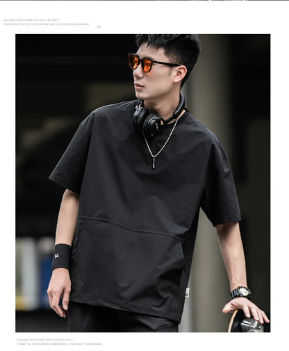 Men's Summer Thin Short Sleeve T-Shirt Ice Silk Quick Dry Large Size round Neck Sport Loose Casual Workwear Breathable Sweat ...