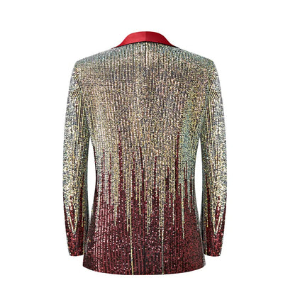New Men's Luxury Sequin Suit Jacket Single Button Slim Fit Male Wedding Prom Party Bar KTV Stage Performance Dress Blazer
