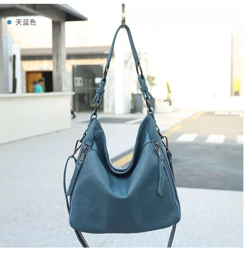 High Quality Women's Real Cow Leather Luxury Handbag, Versatile Ladies' Large Capacity Shoulder Crossbody High-end Commuting Bag