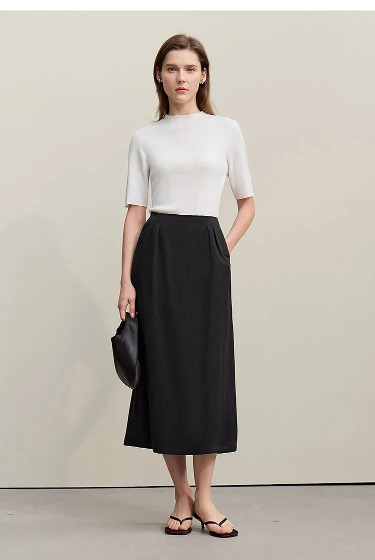 Casual Skirts For Women 2026 Spring New Elegant A-shaped Skirt Women Split Pocket Versatile Medium And Long Skirt 12621024