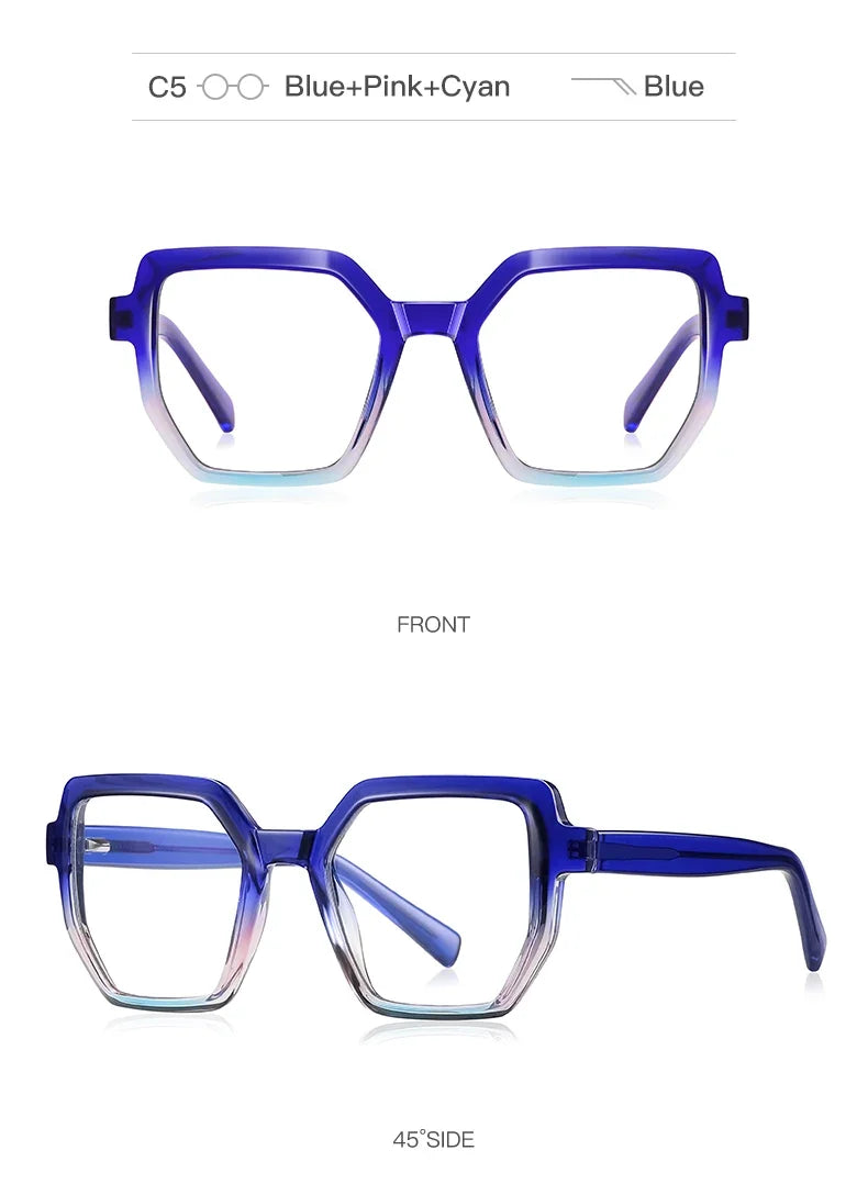 Oversise Women Myopia Prescription Glasses Hyperopia Reading Glasses Anti Blue Light Optical Eyeglasses Frame PFD2143