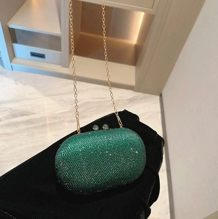 Women Diamond Clutch Bags Wedding Party Prom Dinner Wallets With Chain Luxury Mini Banquet Evening Purse Egg Shaped Handbags
