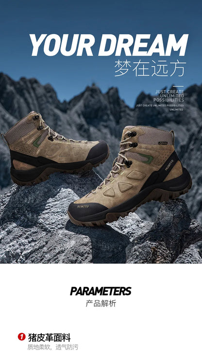 Hiking shoes Men's waterproof hunting Boots Tactical Desert Combat Ankle trekking Boots Male Women warm Leather Sneakers