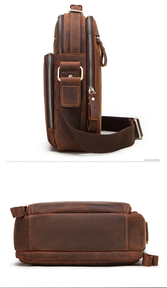 Genuine Leather Men's Shoulder Bag Vintage Cross Bags Large Capacity Male Messenger Tote Bag Travel Bolso Hombres