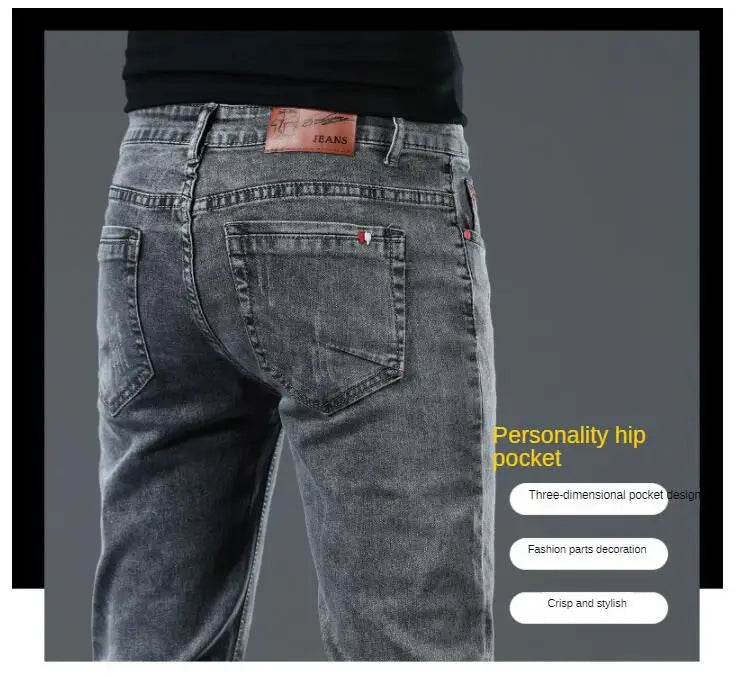 Winter Thick Plus Velvet Men Middle Waist Skinny Jeans Simple Fleece Warm Slim Fit Stretch Boy Casual Denim Pencil Pants