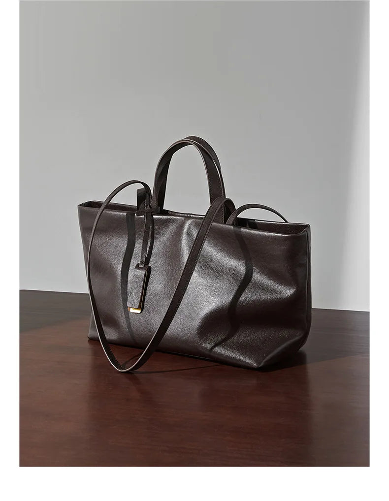 Luxury Women's Shoulder Bag Soft Leather Large Capacity Square Fashion Tote Bag Korean Fashionable Handbag Shopping Underarm Bag