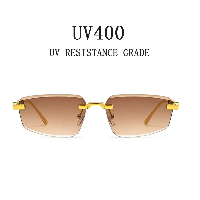2026 Wooden Rimless Sunglasses Women Trendy Sunscreen Vintage Sunglass Men Vacation Fashion Glasses Lentes De Sol Mujer Okulary