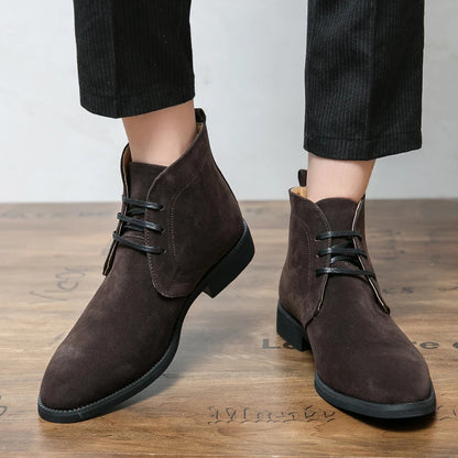 Leather Men Ankle Chelsea Boots Men Work Shoes Pointed Toe Leisure Boots for Male Casual Motorcycle Boots Botas Plus Size 38-48