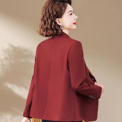 Fashion Ladies Blazer Short Women Blazer Autumn New Korean Office Lady Notched Collar Retro Chic Casual Solid Suit Jackets 2025