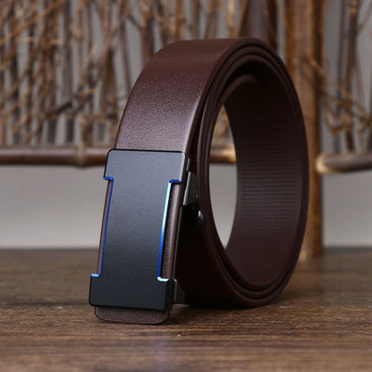 Luxury Genuine Leather Belt Men's Casual Cowhide Toothless Automatic Buckle Belt for Men Jeans Pants Waistband Business Belt