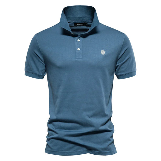 100% Cotton Embroidery Men's Polo Shirts Solid Color Short Sleeve Polo Shirts for Men New Summer Brand Social Polos Men