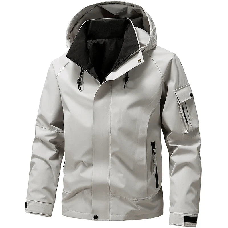New Waterproof Jacket Men Outdoor Softshell Zip Up Hooded Jacket Windbreaker Hiking Camping Coat Lightweight Spring Autumn Coats