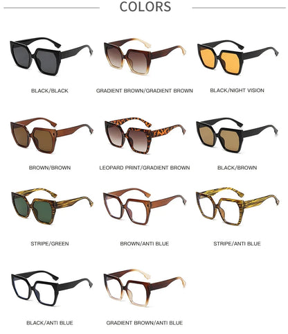 Cycling 8pcs Cateye Sunglasses Sets Women Luxury Minimalist Leopard Pattern Design Retro Polygonal Eyeglasses UV400 Unisex