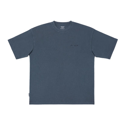 2026 Summer New Super Loose Heavyweight 320gsm 100% Cotton Washed Vintage T-shirts Men Plus Size Logo Embroidery Tops