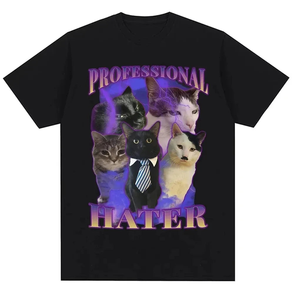 RAGE CONSUMES ME Funny Cat T-Shirt Angry Flaming Kitten Graphic Tee with Fire Effect Black Top for Men Women Humor Gift