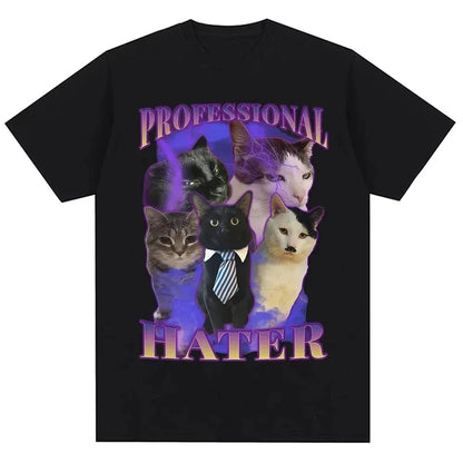 RAGE CONSUMES ME Funny Cat T-Shirt Angry Flaming Kitten Graphic Tee with Fire Effect Black Top for Men Women Humor Gift