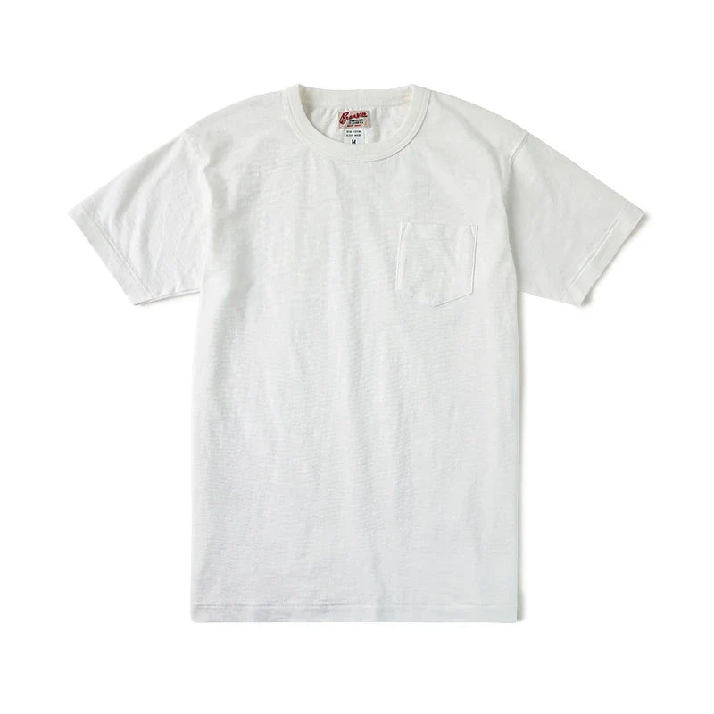 Rugged Bronson Loopwheel Tubular Pocket T-Shirt 220g Slub Cotton Men's Seamless Side Tee Short Sleeve