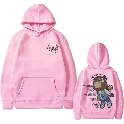 Rapper Kanye West Graduation Graphics Hoodies Male Black Clothes Cool Gothic Streetwear Men Hip Hop Fashion Oversized Sweatshirt