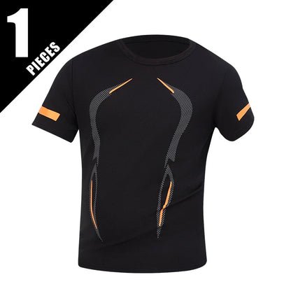 1/3 Piece Men's Four Season Printed Short Sleeved Sports Fitness Quick Drying Comfortable Plus Size Youth Casual Basic Top