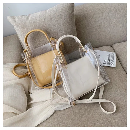 Fashion Transparent Women Shoulder Bag Jelly Candy Summer Beach Handbag for Female Messenger Bags Bolsa Totes Bucket Bag