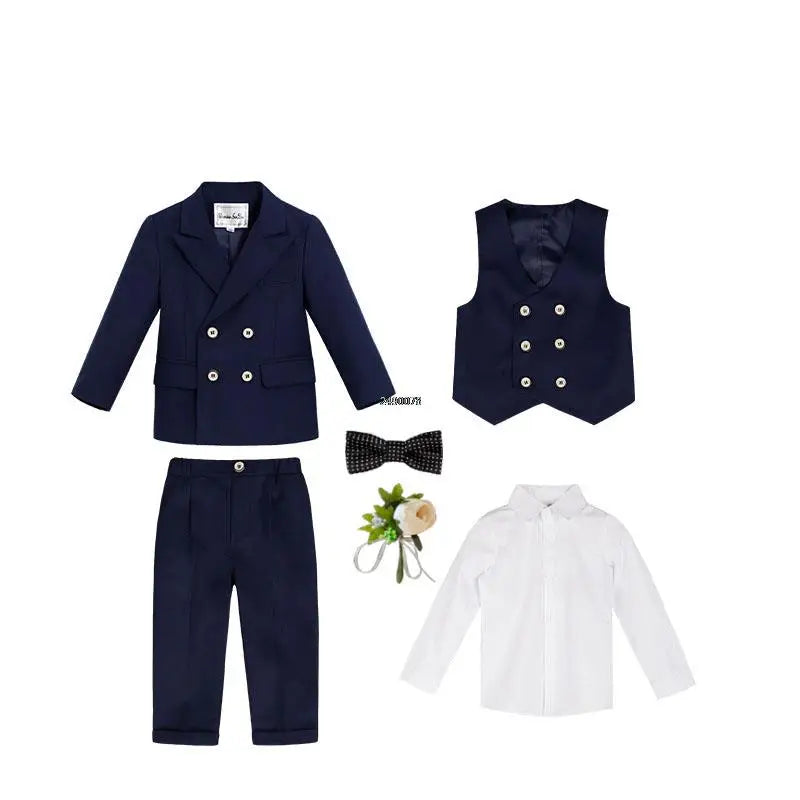 Little Boys Wedding Suit Children Photography Dress Kids Stage Performance Formal Blazer Suit Baby Birthday Ceremony Costume