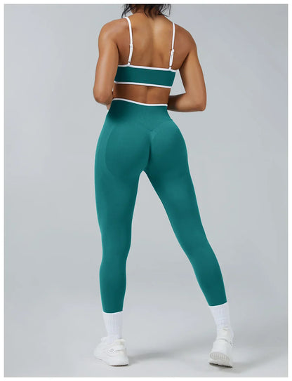 Seamless Yoga Set Women Gym Clothing Scrunch Bum Legging Sports Bras Padded Tank Top Workout Outfits Fitness Sportswear Suits