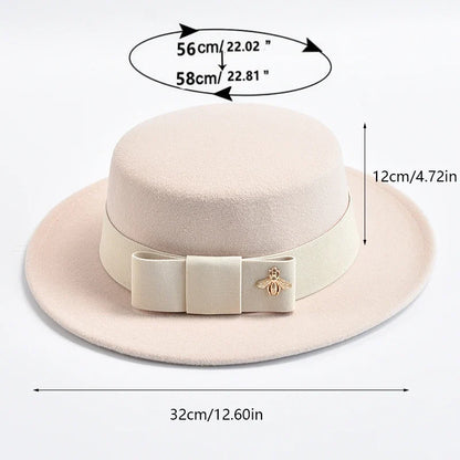 New Fedora Hat for Women Elegant Fashion Formal Wedding Decorate Church Cap Flat Top Bow Party Jazz Hat Chapeau Femme