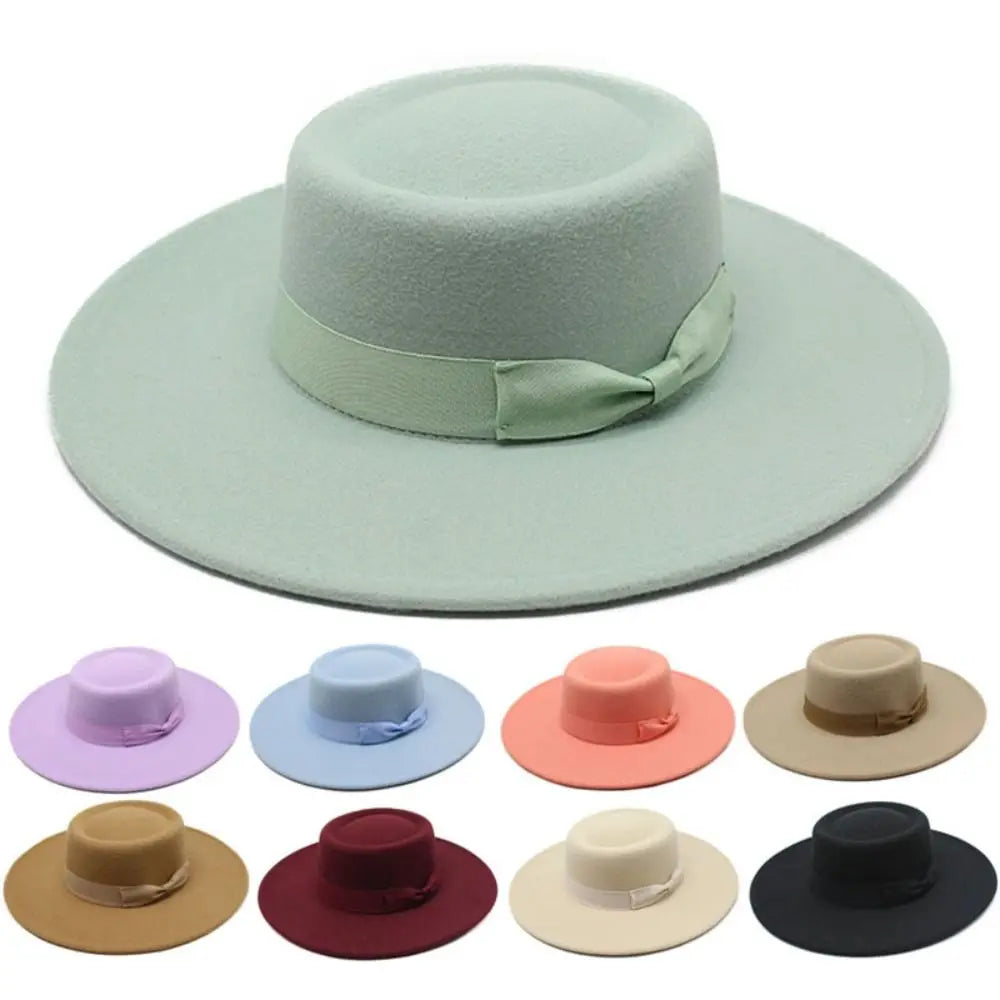 Fashion Retro Bow Ladies Cap Women Bowler Hat Derby Hat Fedora Wide Brim