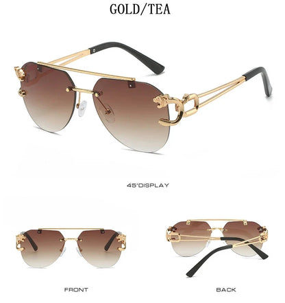 2023 Sunglasses Women Luxury Rimless Vintage Fashion Glasses Lunette Oversized Shades De Soleil Femme Gafas De Sol Mujer Lentes