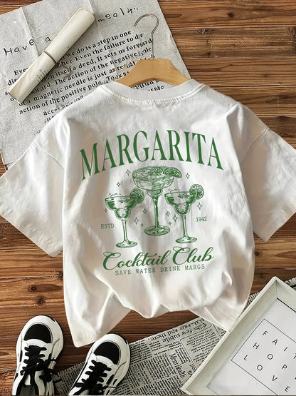Loose Y2k Margarita Drink T-Shirt Women's Funny T-Shirt Egirl Korean Fashion Graphic T-Shirt Tops Women's Graphic T Shirts Y2K
