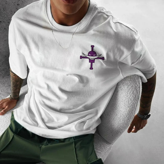 One Piece Summer Men's T-shirt Anime Edward Newgate Autumn Boys' Children's Short-sleeved Punk Loose Trendy Parent-child Outfit