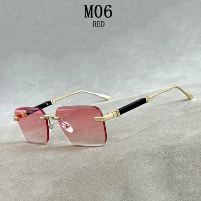 Designer Sunglasses For Men Vintage Rimless Sunglasses Women Trendy Luxury Square Fashion Glasses Vintage Gafas De Sol Hombre
