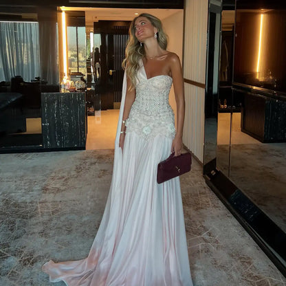 Customized Celebrity Evening Dresses Pink Sleevesless Prom Dresses High Neck Pleated Beadings Ankle Length Party Dresses