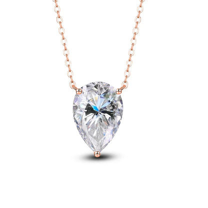 Certificate 1/2/3/4carat Teardrop Moissanite Pendant Necklace S925 Silver Pear Cut Solitaire Diamond Neck Chain for Women