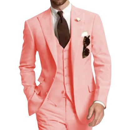 Business Party Best Men wedding Suit Peaked Lapel Two Button Custom Made Wedding Groom Tuxedos Jacket Pants Vest
