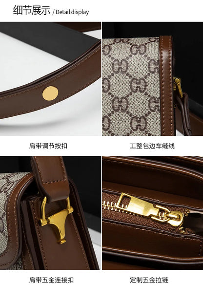 Ladies genuine leather saddle bag, single shoulder bag underarm bag, new fashion versatile niche trend crossbody bag.