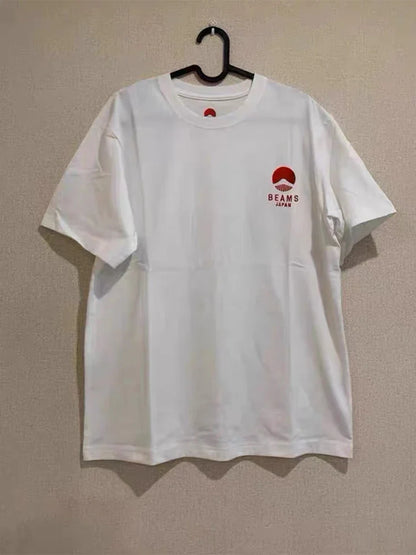 Limited Edition Japan Fuji Mountain Embroidered Loose Couple Men Women Short Sleeve T-Shirt Cotton Summer Casual O-Neck Tops